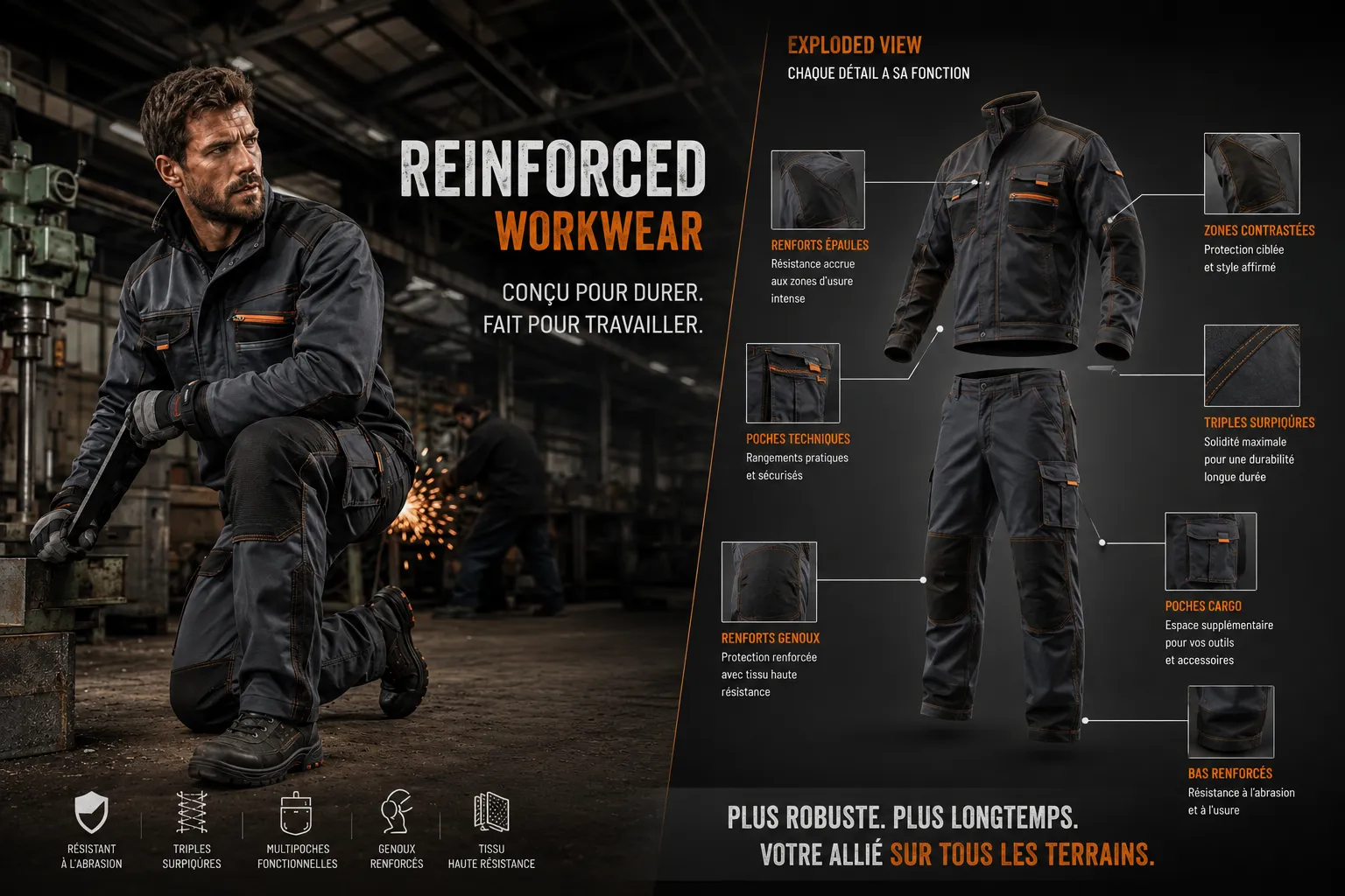 Reinforced workwear detail and inspection