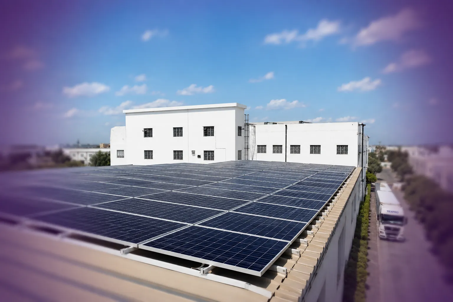 Photovoltaic panels at TEXPRO, Groupe Kassab